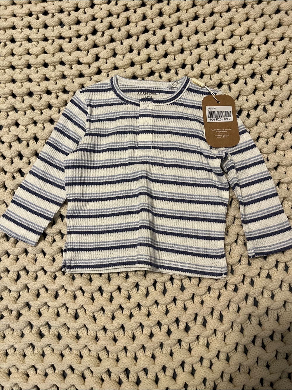 Angel Dear Navy & White Striped Long-Sleeve Henley